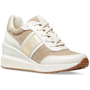MICHAEL Michael Kors Gold and White Women's Sneakers wedge